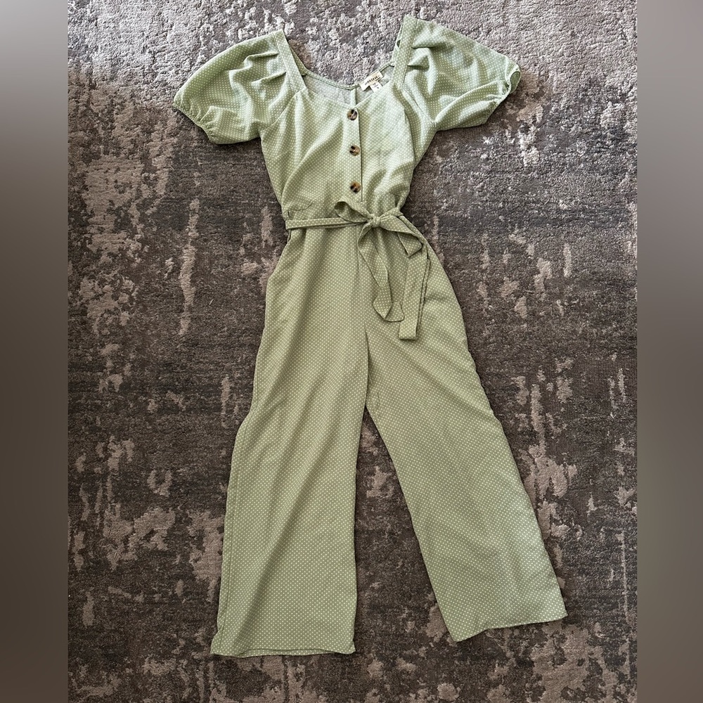 Monteau Green Polka Dot Jumpsuit Size S